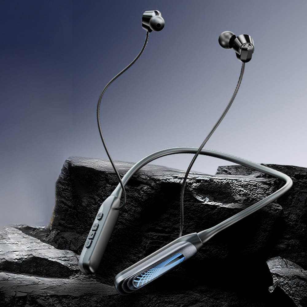 i58 Bluetooth-compatible Neckband Headphones Digital Display 80h Battery Life HiFi Sports Wireless Earbuds - Black