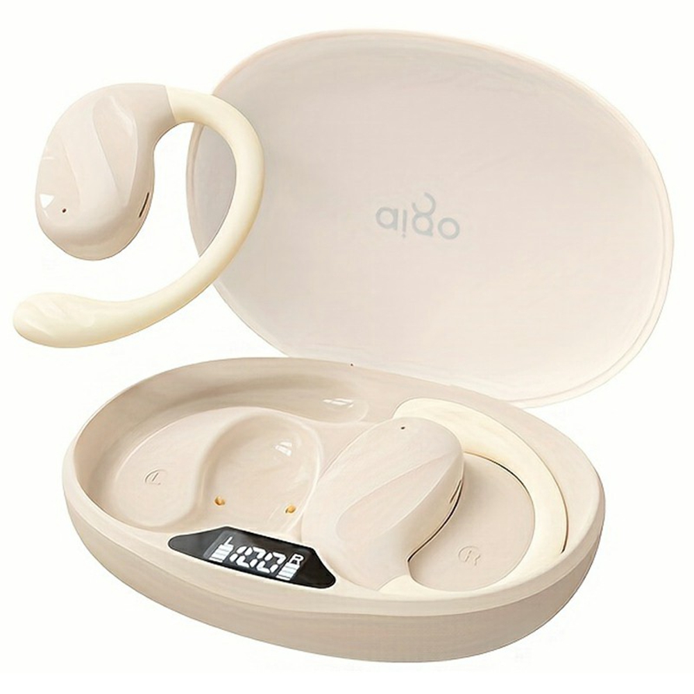 AIGO SJ225 Over-Ear Hook True Wireless Earphones Bluetooth-Compatible High Sound Earbuds with Charging Case - Beige