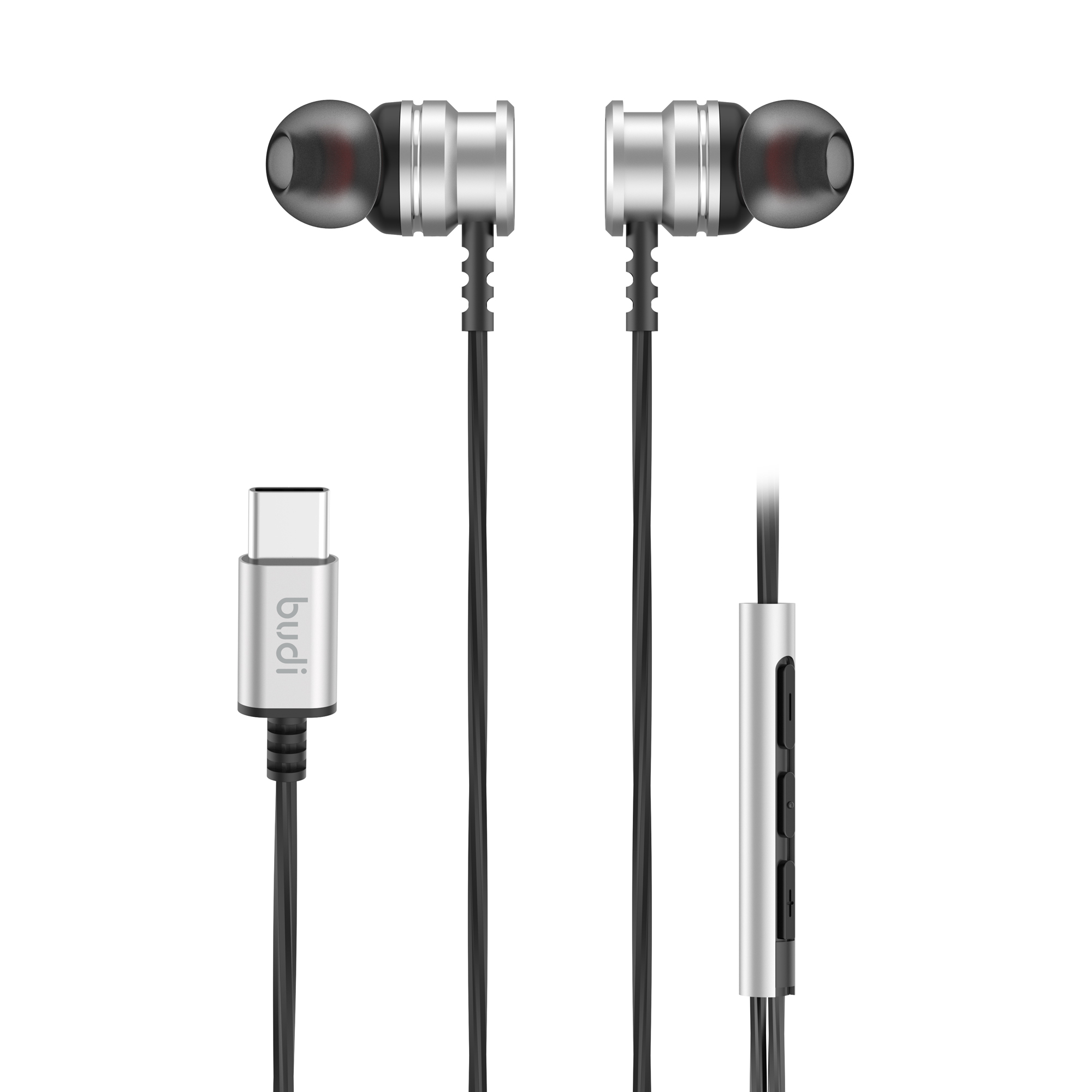 BUDI EP78TB 1.2m Type-C Wired Earphones 10mm Dynamic Driver Enhanced Bass In-Ear Earphones for Smartphones / Tablets / Laptops