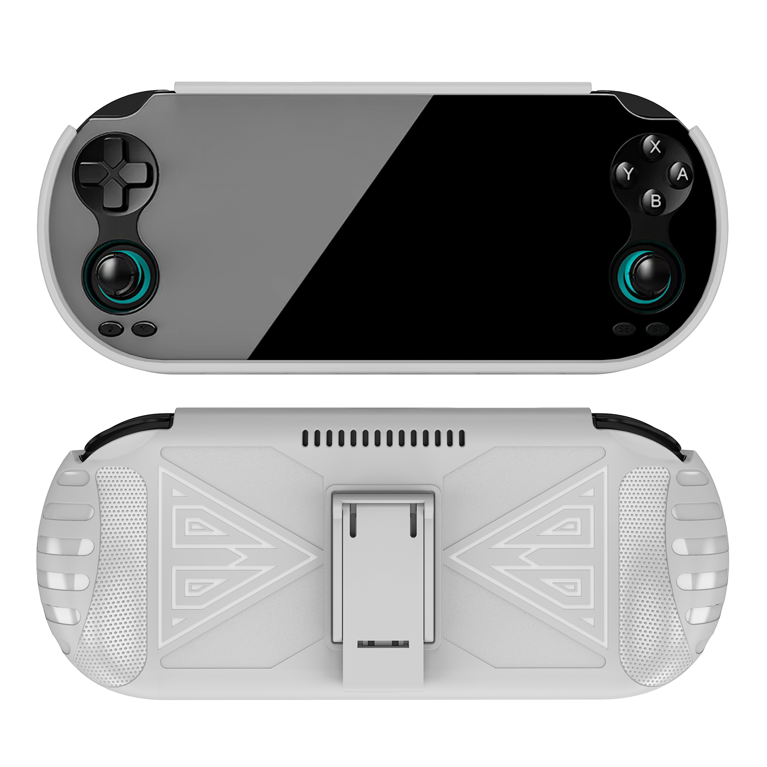 TPU Protective Case for Anbernic RG VITA  /  RG VITA Pro Handheld Gaming Console Triangle Support Shockproof Cover with Stand - White