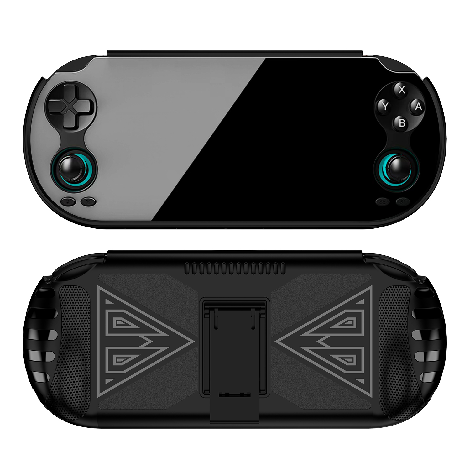 TPU Protective Case for Anbernic RG VITA  /  RG VITA Pro Handheld Gaming Console Triangle Support Shockproof Cover with Stand - Black