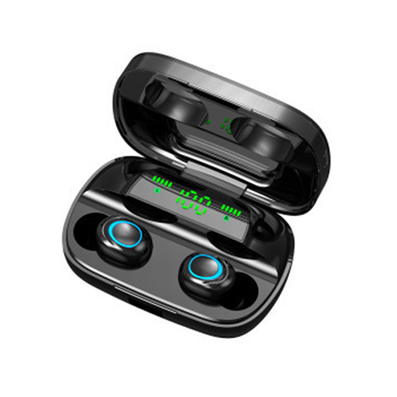

S11A TWS Bluetooth Earphone Digital Display Fingerprint Touch Wireless In-ear Earbuds - Black, iPhone 12 mini