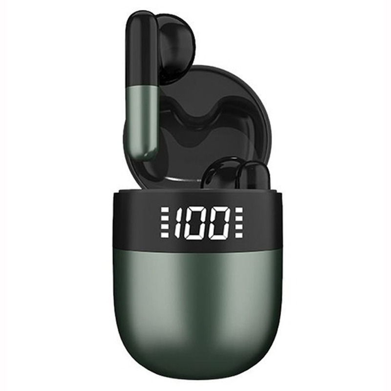 

J28 TWS Wireless Bluetooth 5.0 Earbuds Headset HiFi Stereo Sports Earphones with LED Display Charging Box - Green, Universal