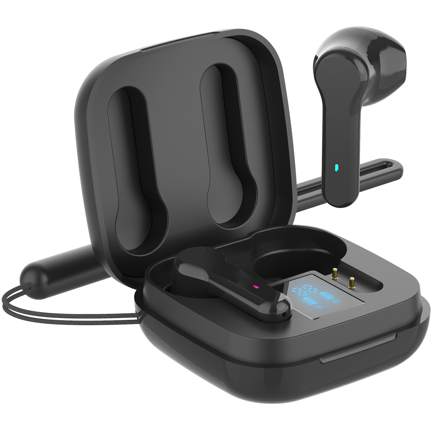 

K2 TW TWS Bluetooth Беспроводные Наушники Светодиодный Цифровой Дисплей Стерео Звуковые Наушники - Чернить, iPhone 12 mini