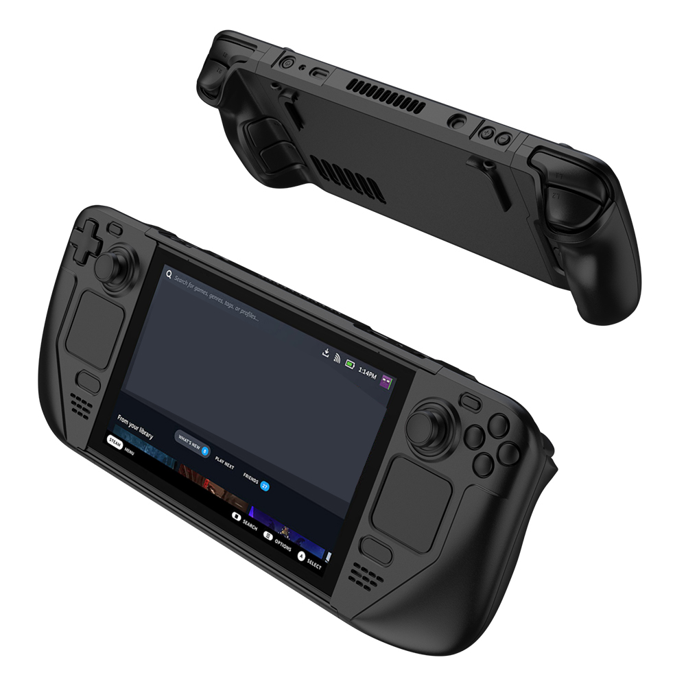 For Steam Deck Anti-Scratch Game Controller Case Shockproof Carbon Steel Protective Cover Protector - Black