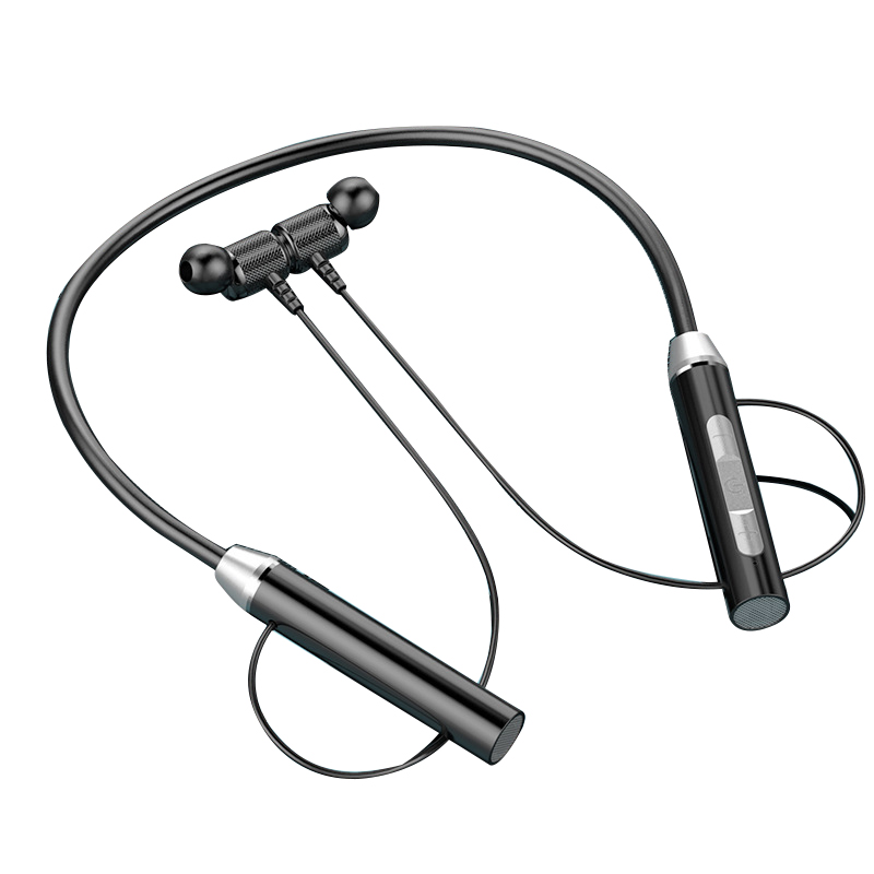

Halshänge -ohrhörer Magnetische Sport -bluetooth -halsbandkopfhörer - Schwarz