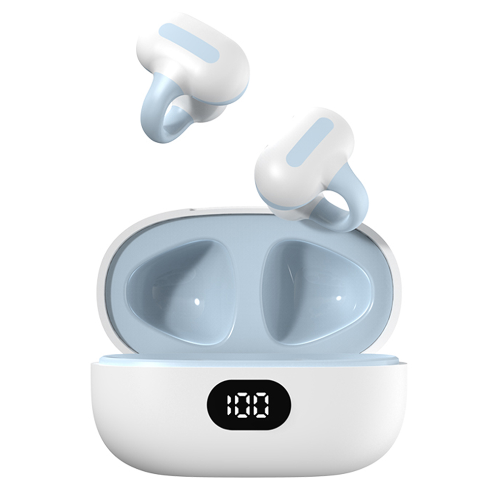 

TWS-S8 Wireless Bluetooth 5.3 Ohrhörer Schweißsichere Clip-on-sportkopfhörer - Weiß+blau