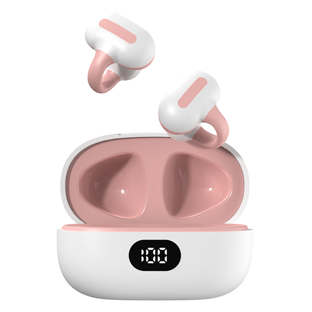 

TWS-S8 Wireless Bluetooth 5.3 Ohrhörer Schweißsichere Clip-on-sportkopfhörer - Weiß+pink