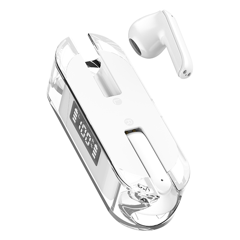 TM50 Half-In-Ear Low Latency TWS Earbuds Sports Bluetooth Headset with Digital Display - White