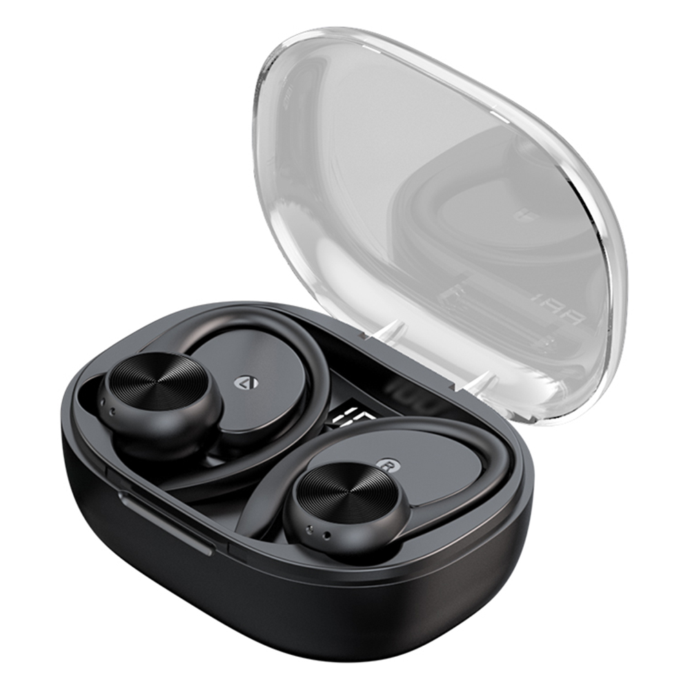 Q36 Wireless Sports Headphone Bluetooth-compatible 5.3 Headset Ear Hook Design Earphone with Charging Case - Black