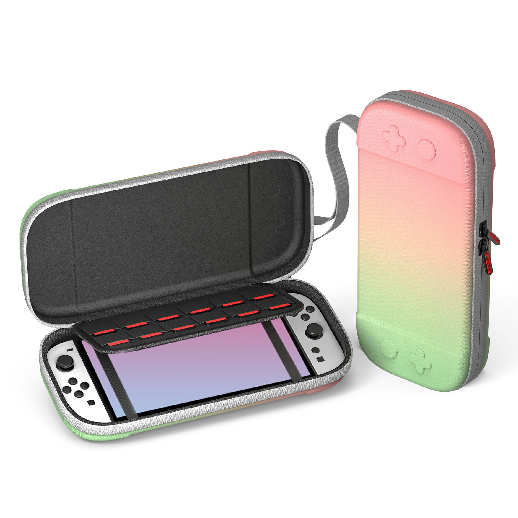 STARTRC GAMES For Nintendo Switch 2 Storage Bag Game Console Nylon Portable Bag Scratch Resistant - Pink Green Gradient