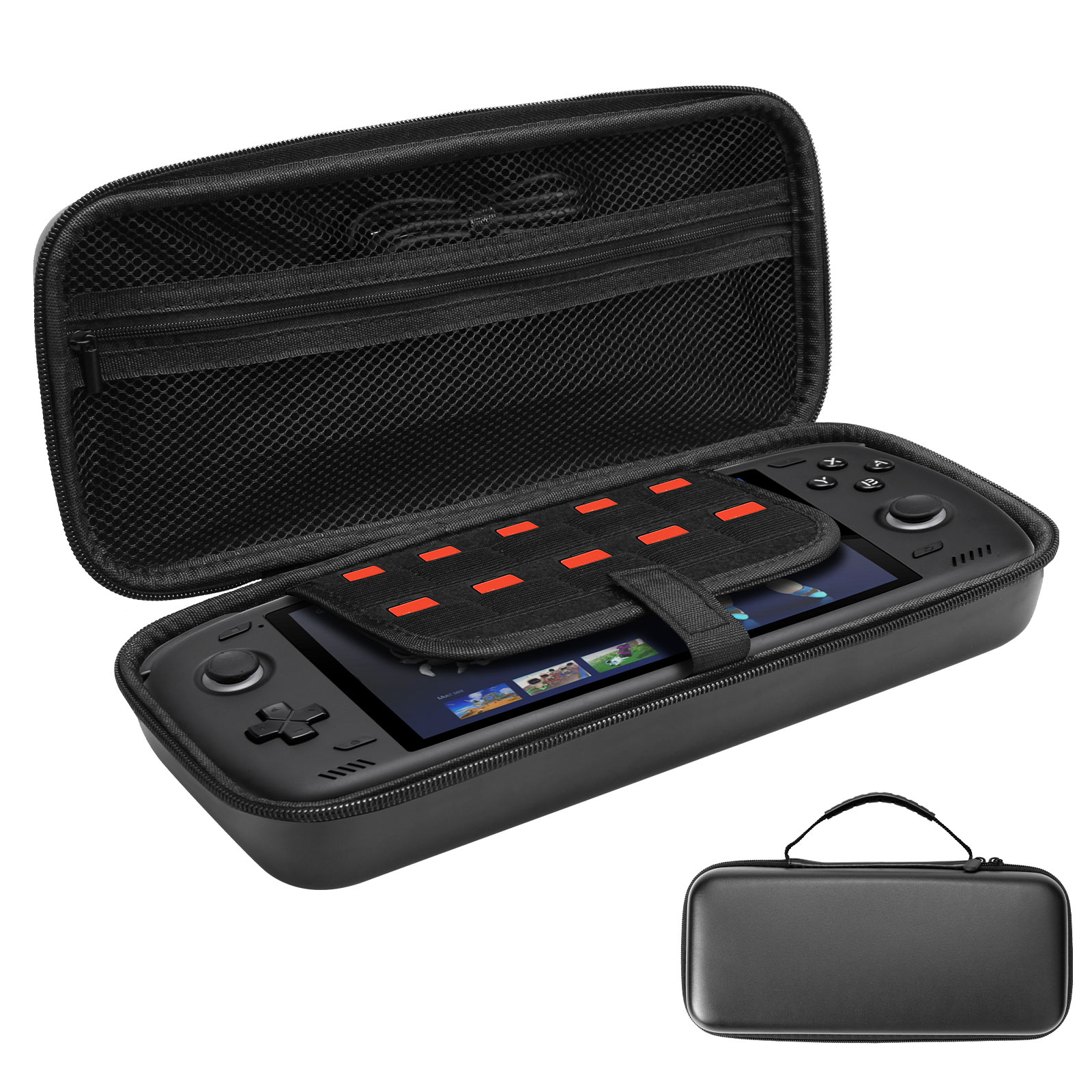 For AYN Odin 2 Portable Storage Bag Game Console Carrying Case EVA Shockproof with Handle Strap  /  Mesh Pocket