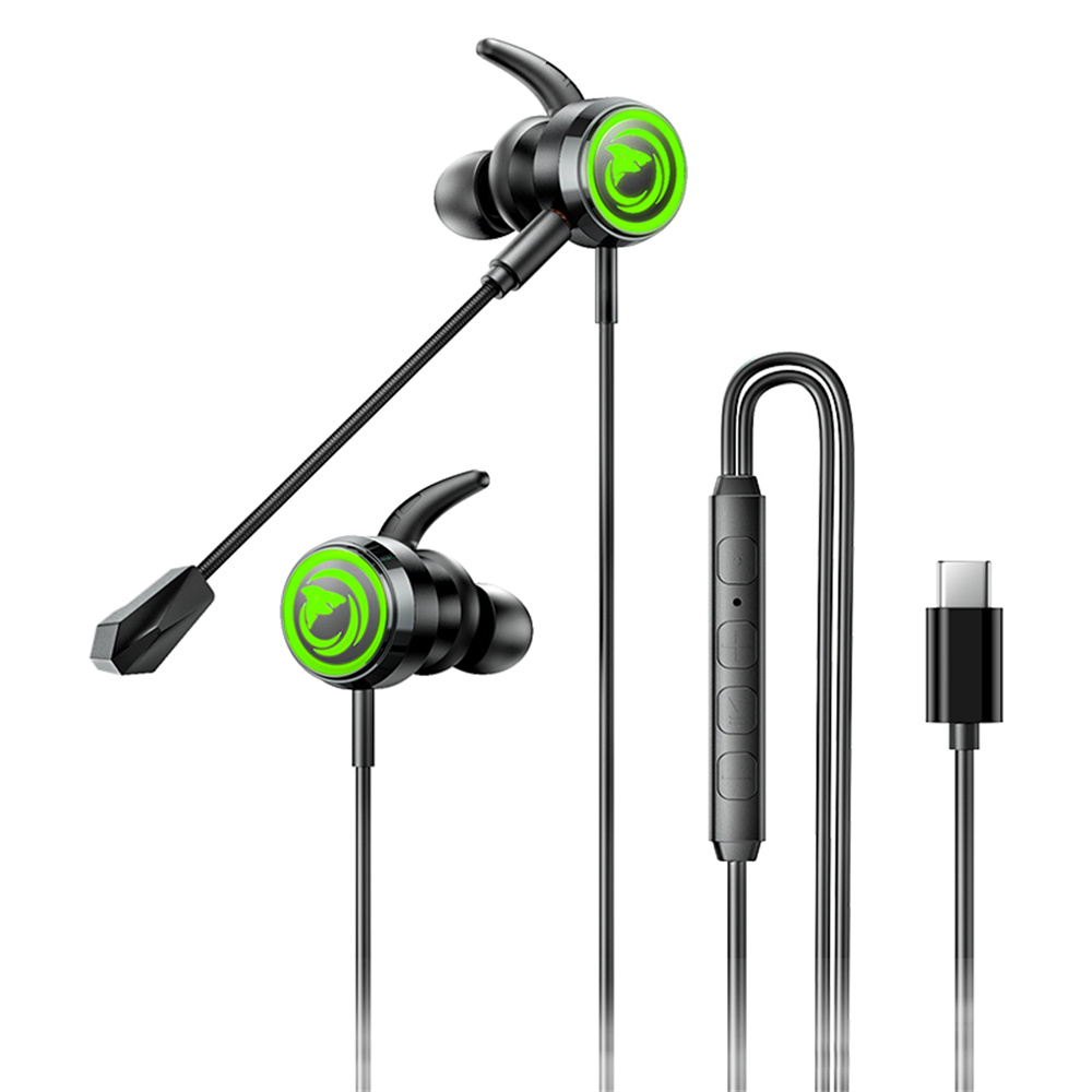 REMAX RM-709a Type-C Digital Gaming Wired Earphones In-Ear Headset with Detachable Mic  /  RGB Lighting