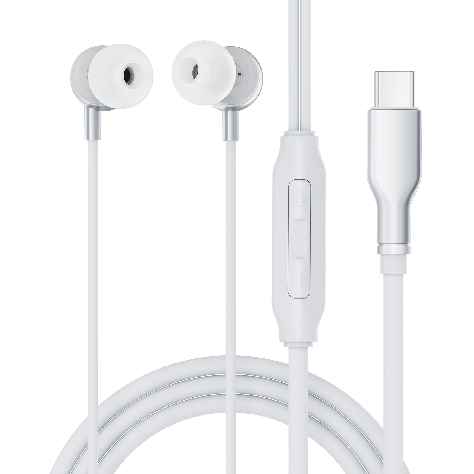ACEFAST L8 For USB-C Devices In-Ear Wired Earphones With Mic Silicone Cable Tangle Free Headphones - Grey