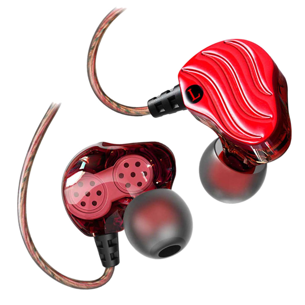 

QKZ KD4 3.5mm Wired Noise Isolation Stereo In-ear Earphone Dual Driver Gaming Music Headset with Microphone - Red