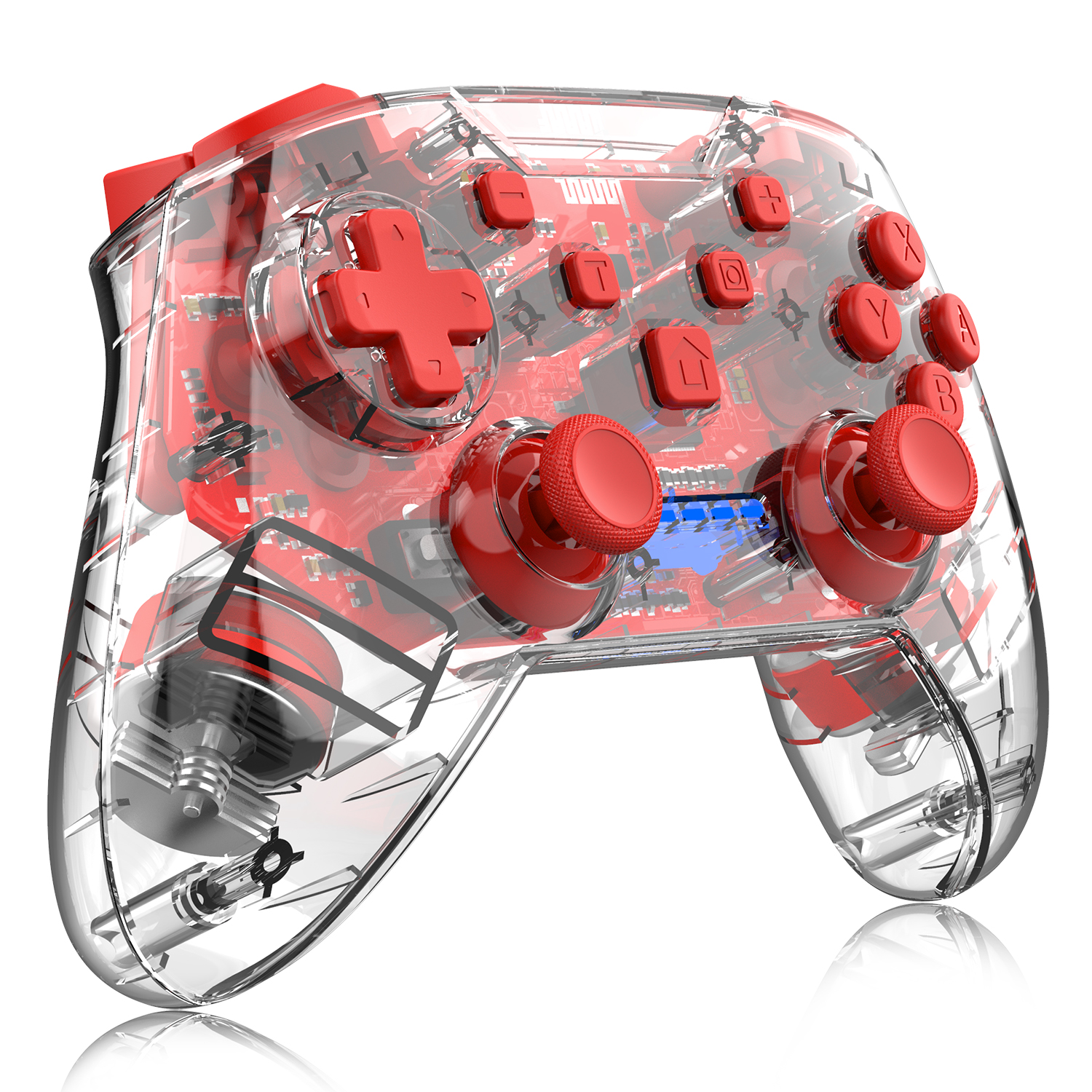

Прозрачный Беспроводной Bluetooth Gamepad Игра Джойстики Контроллер Для N-Switch Pro NS-Switch Lite Lite - Красный