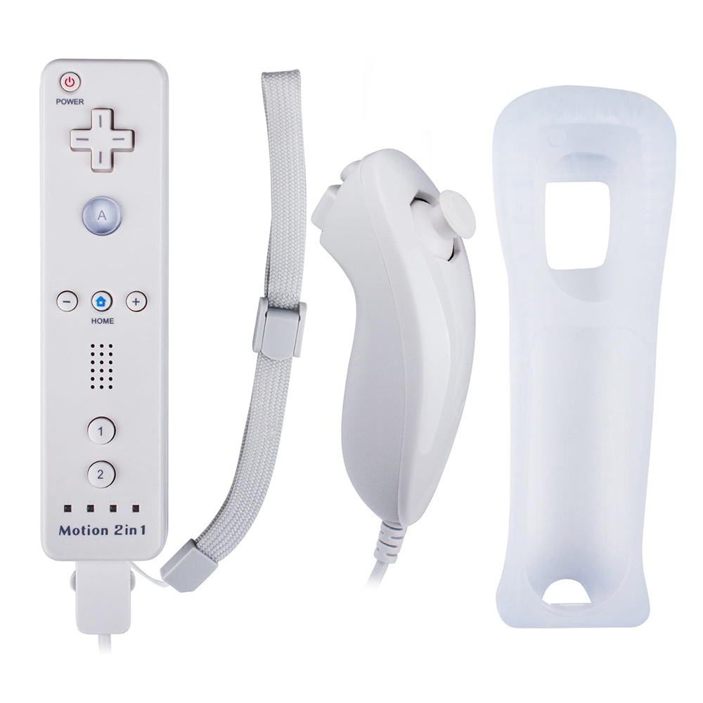 8512 For Wii U   Wii Console Remote Controller Game Wireless Handle Grip Built-in Motion Plus - White