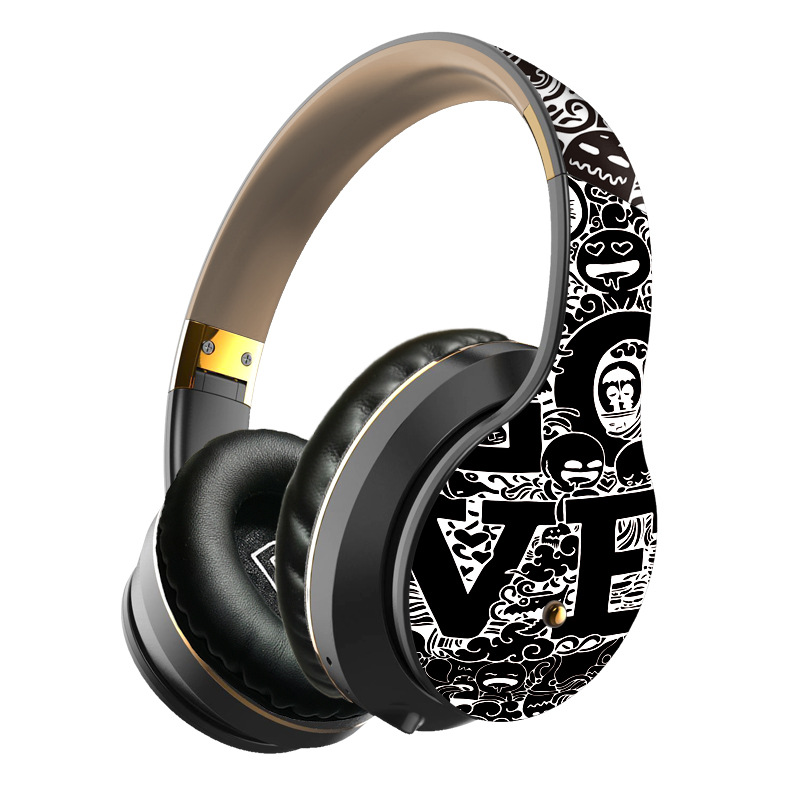 

B1 Graffiti Over-Ear Bluetooth 5.0 Наушники Складная Гарнитура С Помощью MIC Поддержка TF Card - Чернить / Золото, iPhone 12 mini