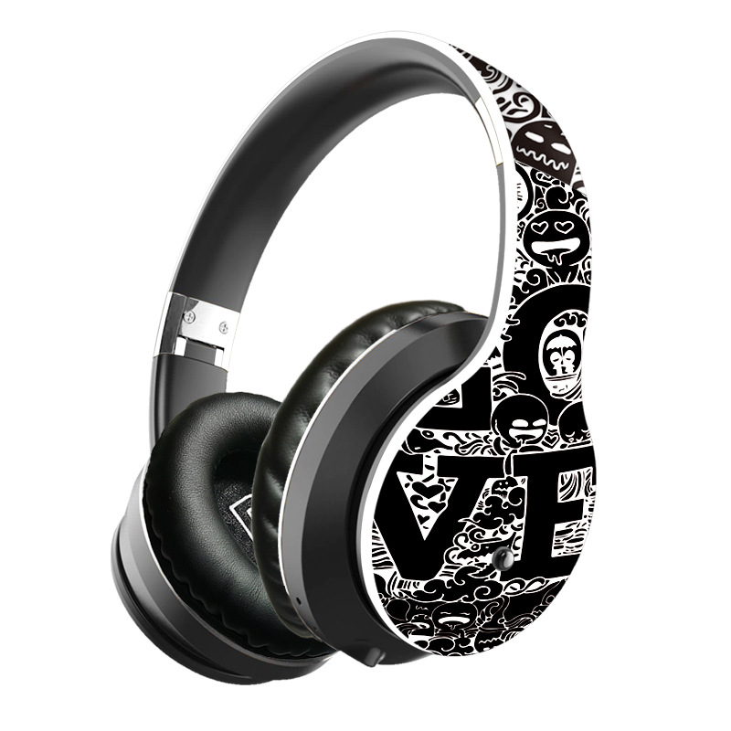 

B1 Graffiti Over-ear Bluetooth 5.0 Headphone Foldable Headset with Mic Support TF Card - White, iPhone 12 mini