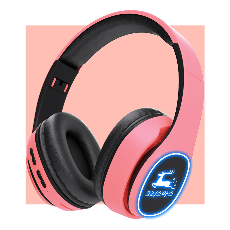 

BT10 Wireless Bluetooth Bass Deer Pattern Luminous Headphone TF Card Playback Over-ear Headset - Pink, iPhone 12 mini