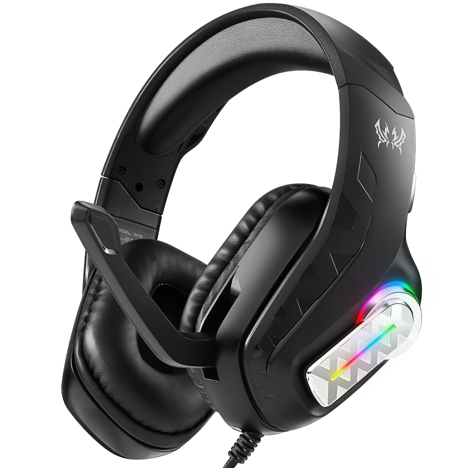 KOTION EACH G4100 Wired Gaming Headset with Mic 3.5mm + USB LED Light Over-ear Headphone - Black