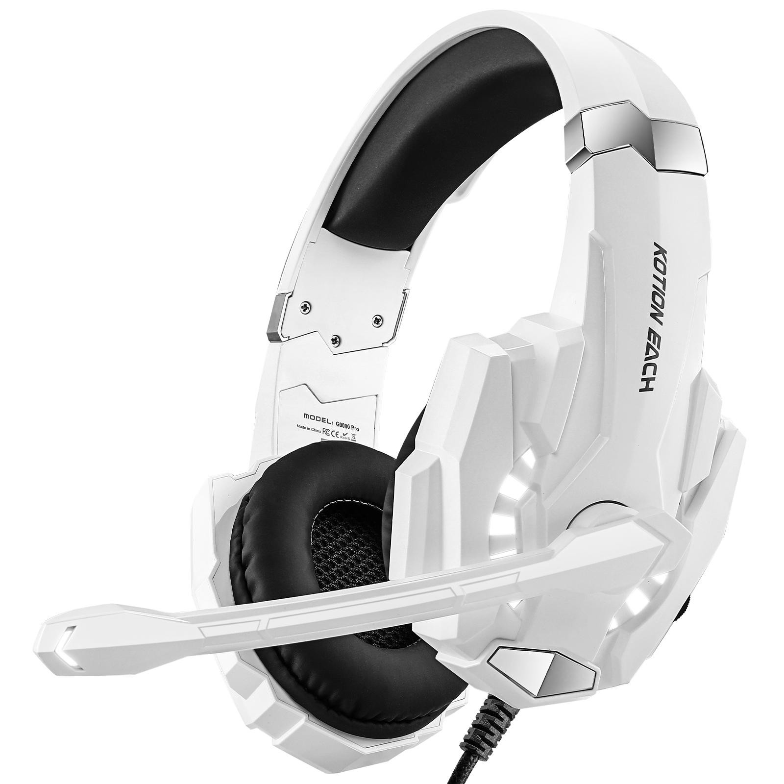 KOTION EACH G9000 Pro LED Light Gaming Headset Wired Over-Ear PC Headphone with Microphone - White
