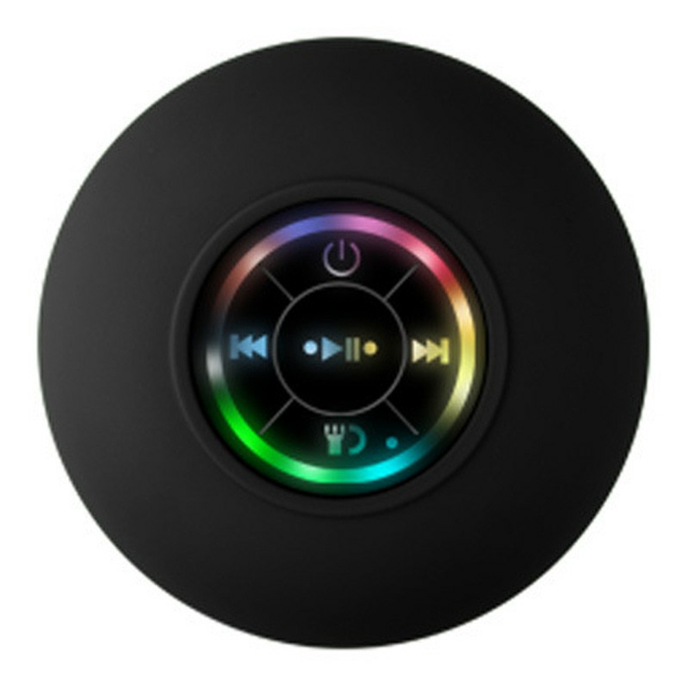 Wireless Bluetooth-Compatible Speaker with Suction Cup and LED Lights IPX4 Waterproof Portable Speaker for Bathroom Beach - Black