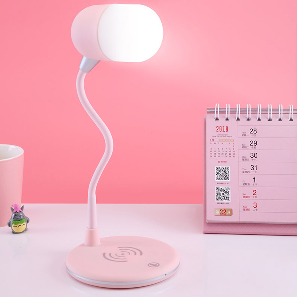 

L4 3 В 1 Сенсорное Управление Dimmable USB-лампы Bluetooth-динамик С Беспроводной Зарядкой - Розовый