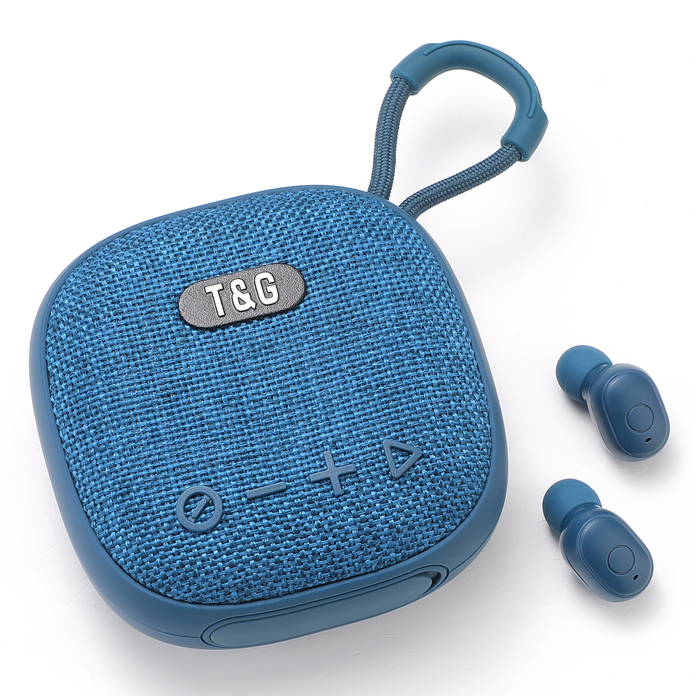 

t & g TG813 2-in-1 TWS Wireless Speaker Bluetooth Earphone Stereo Sound Subwoofer Unterstützt Die Tf-kartenwiedergabe - Blau