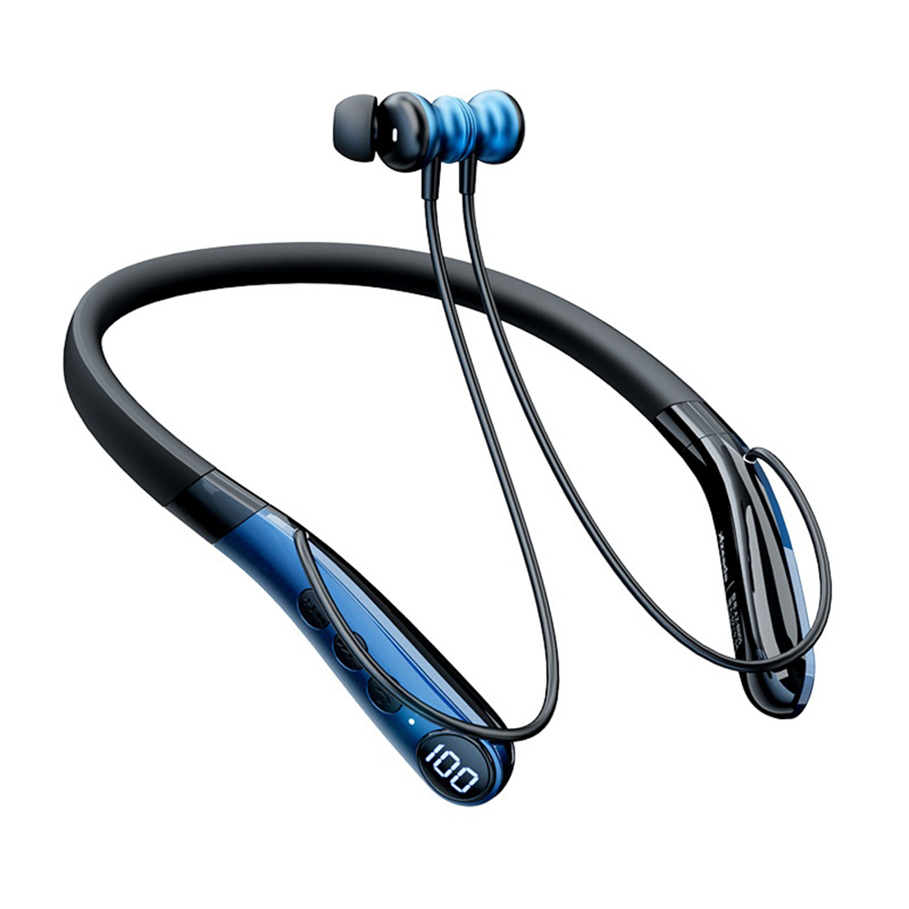AZEADA AZ-BN05 Neckband Earphones Sports Bluetooth-compatible Wireless Earphones with LED Digital Display - Blue