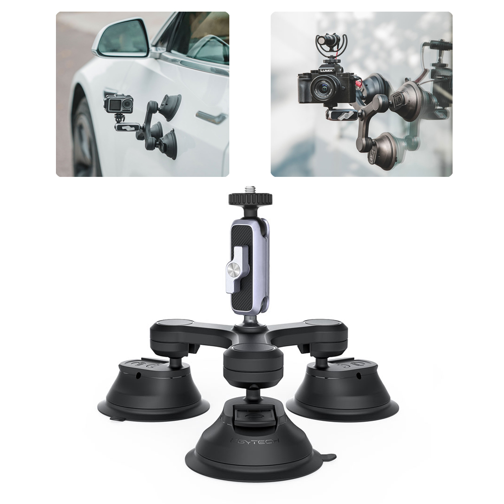 

PGYTECH Triple Suction Cup Mount with 1/4 Threaded Head 360 Degree Tripod Ball Head