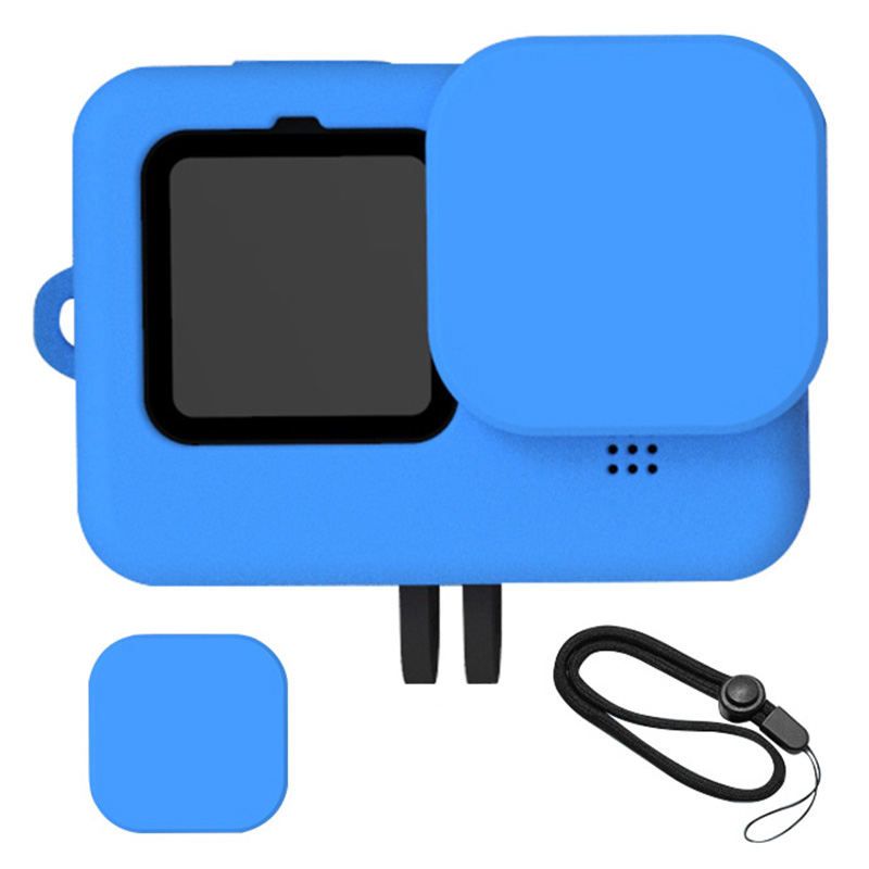 

Für GoPro 9 / 10 Actionkamera Silikonabdeckung Anti-droge-schutzhülle Mit Linsenabdeckung Und Anti-lost-seil - Blau