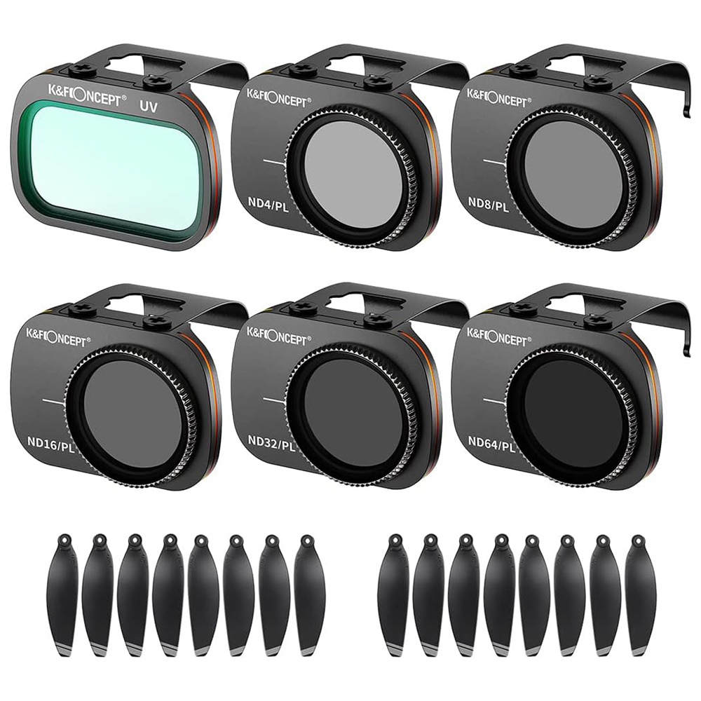 

k & f Concept SKU.1931 AGC Optische Glasfilter Für DJI Mavic Mini / Mini2 / Mini SE / Mini 2 SE Wasserdichte Filter Mit 2Set -drohnenpropeller