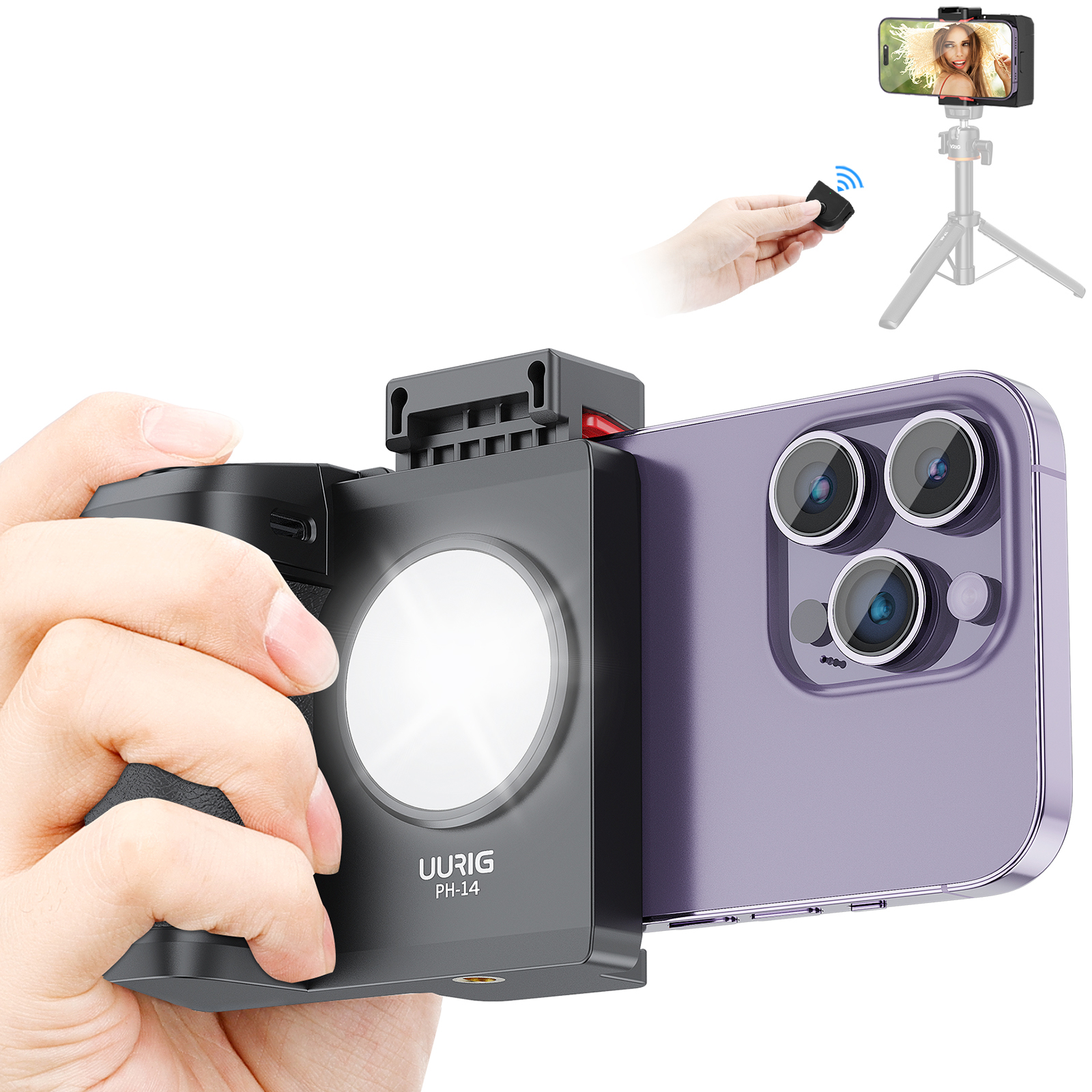 

Urigien PH-14 Wireless Selfie Booster Griff Telefonhalter Stabilisator Eingebaut