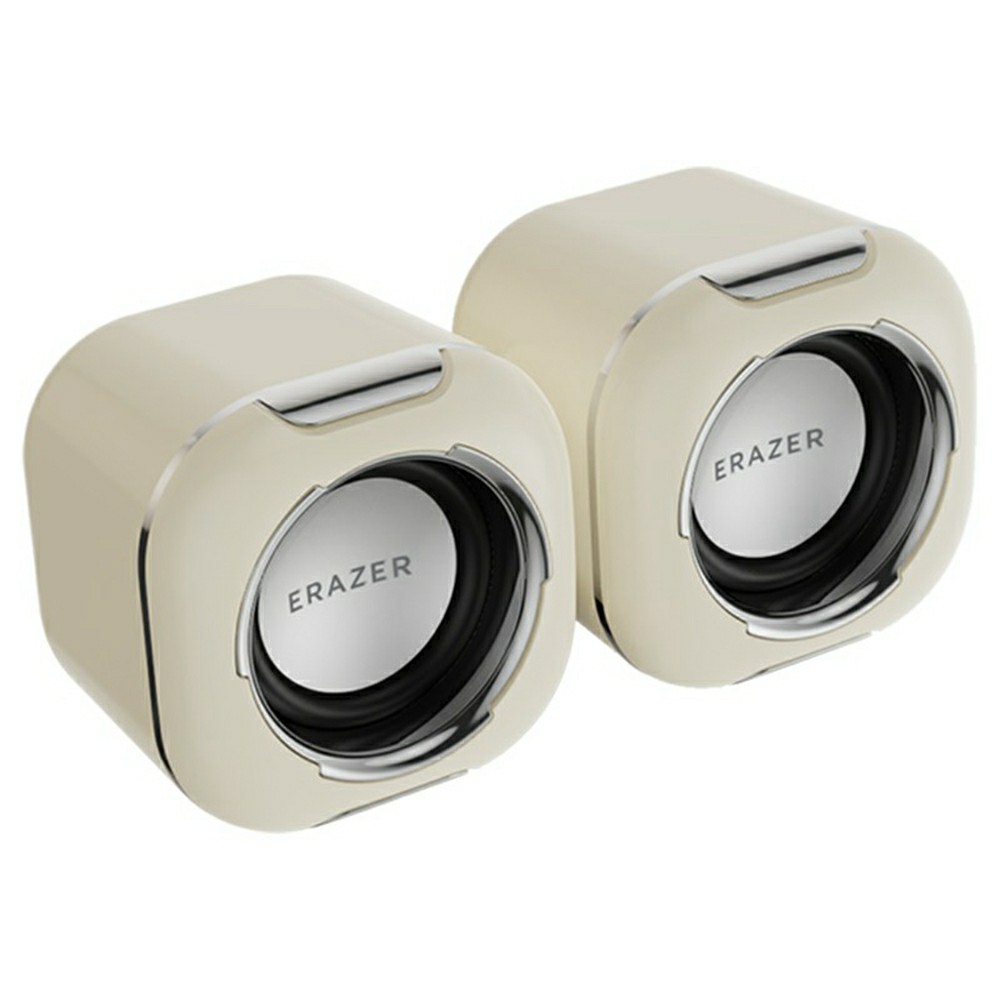 ERAZER A300 1 Pair 2.0 Wired Computer Speakers 6W USB Powered Desktop Audio System Portable Speakers for PC Laptop (Invested By Lenovo) - Beige