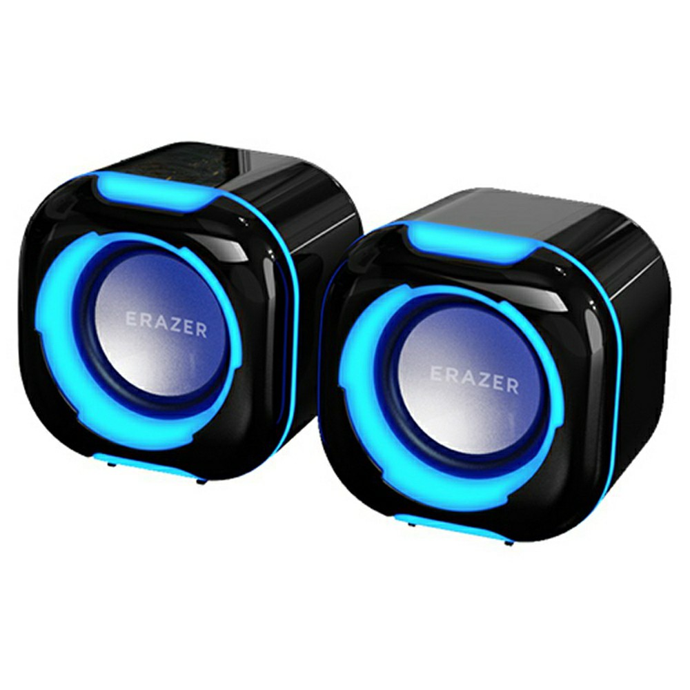 ERAZER A300Pro 1 Pair Desktop Computer Speakers 2.0 Wired LED USB Powered Gaming Speakers for PC Laptop (Invested By Lenovo) - Black