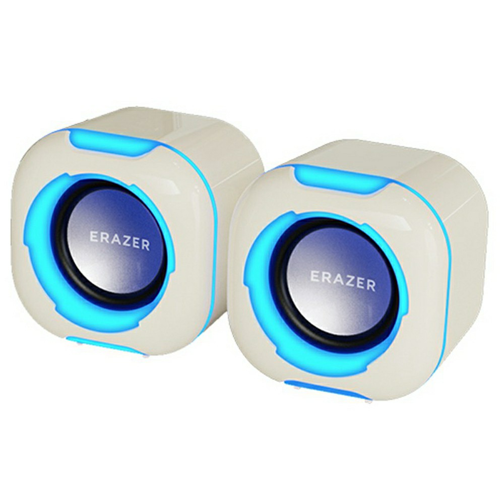 ERAZER A300Pro 1 Pair Desktop Computer Speakers 2.0 Wired LED USB Powered Gaming Speakers for PC Laptop (Invested By Lenovo) - Beige