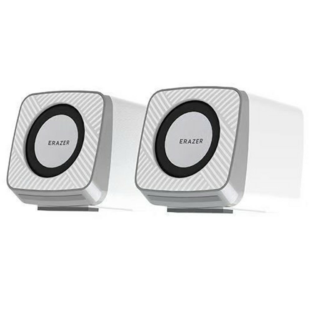 ERAZER A200 1 Pair Desktop Computer Speakers 2.0 Wired Stereo Sound USB Powered LED Light Portable Speakers for PC Laptop TV (Invested By Lenovo) - Wh