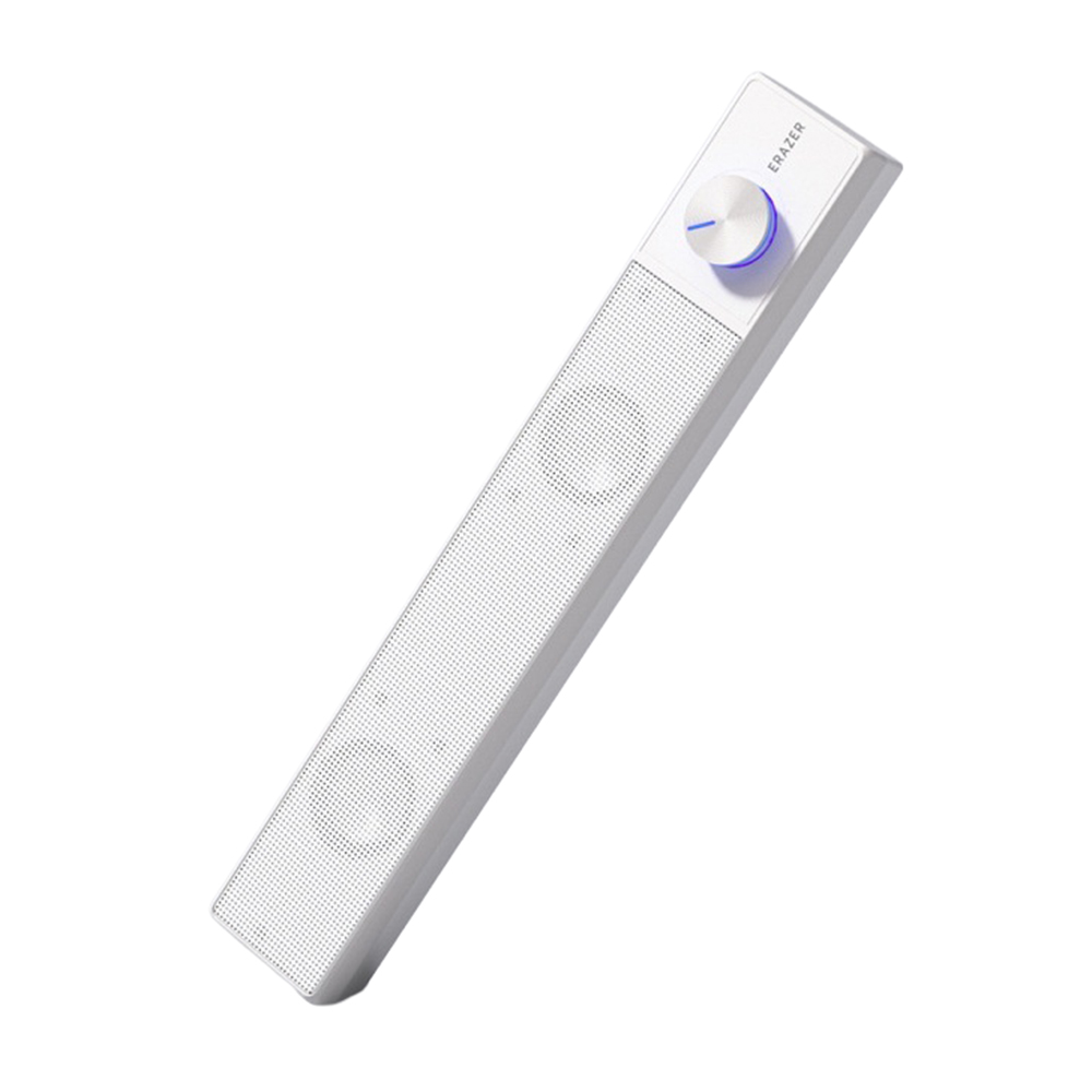 ERAZER A101 Desktop Wired Speaker HiFi Sound Portable 52mm Dual Drivers USB Powered Soundbar - White