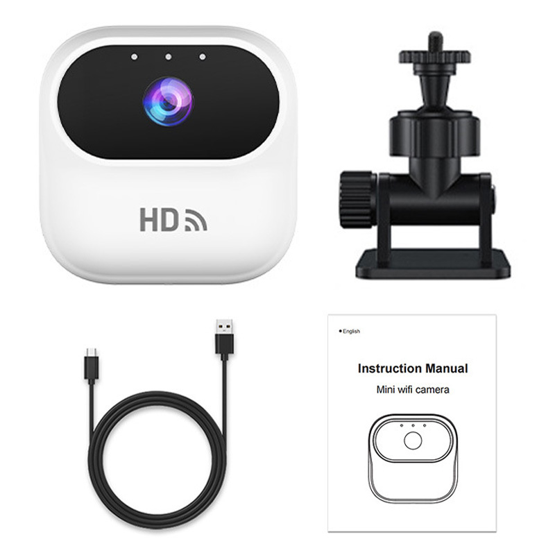 A8 Vlog Pocket Camera Mini WiFi Camera Magnetic Mount HD Home Security Monitor Surveillance Cam - White