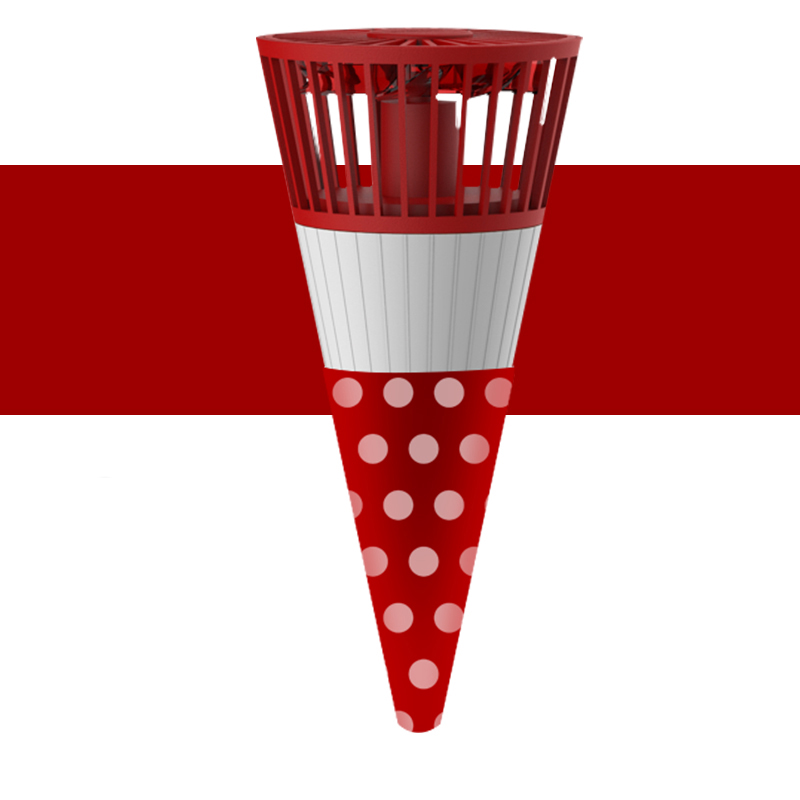 

R-JUST Ice Cream Cone Shape Necklace Fan Rechargeable USB Fan with 3 Adjustable Speeds - Red