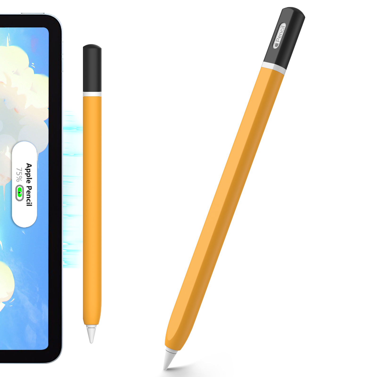 AHASTYLE PT-JY16 For Apple Pencil Pro / Pencil (2nd Generation) Silicone Sleeve Stylus Pen Non-Slip Cover - Yellow