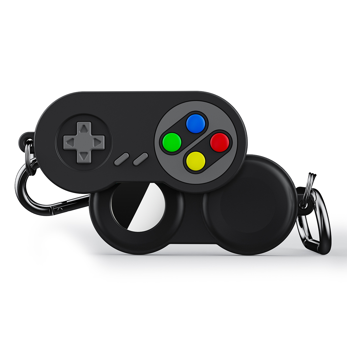 For Apple AirTag Protective Sleeve Retro Game Console Shape Silicone Case - Black