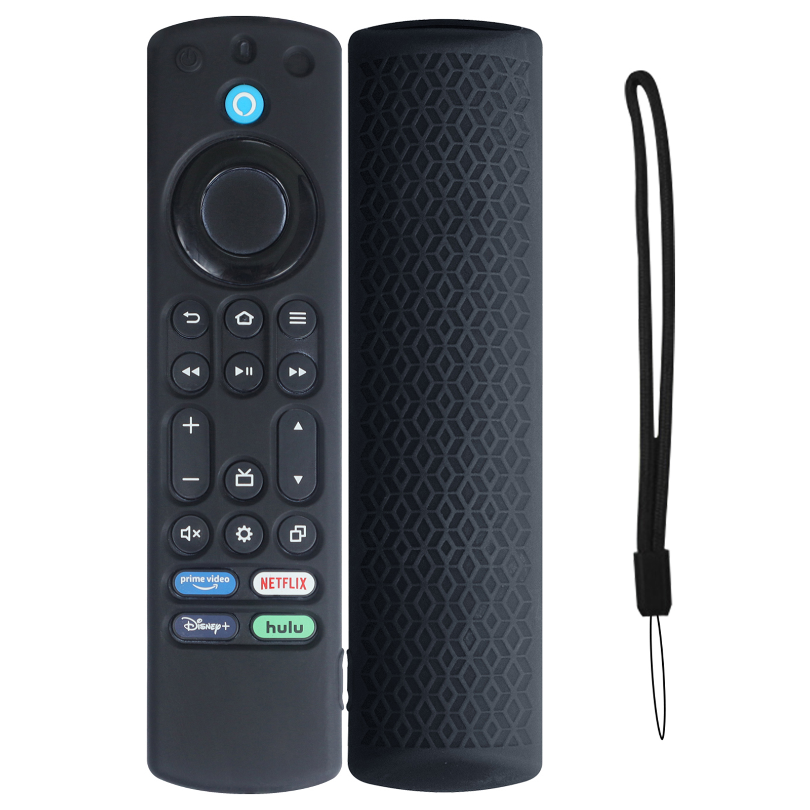 For Amazon Fire TV Stick 4K Max Remote Control Case Silicone Dustproof Protective Cover with Strap - Black