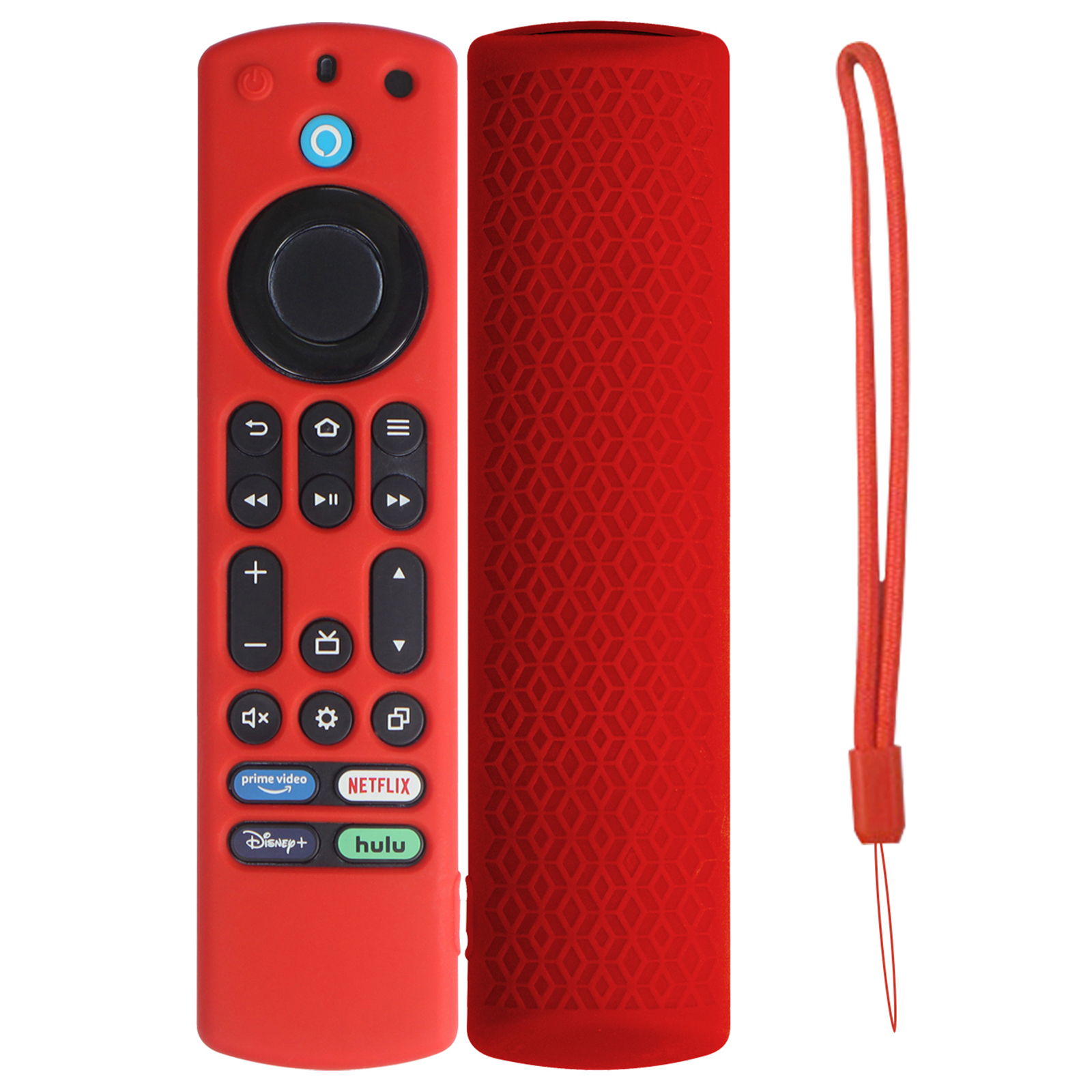For Amazon Fire TV Stick 4K Max Remote Control Case Silicone Dustproof Protective Cover with Strap - Red