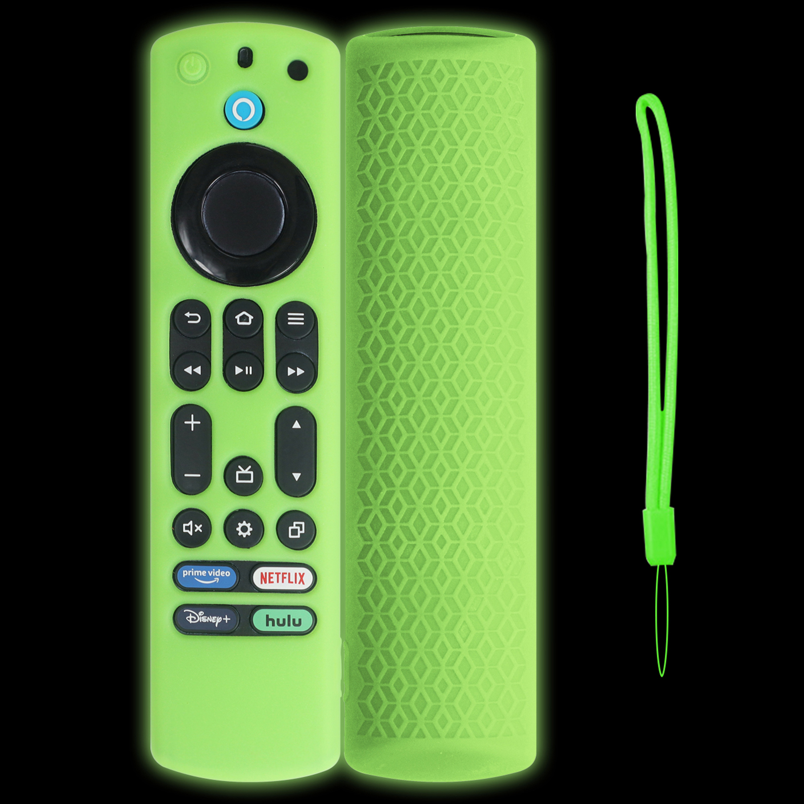 For Amazon Fire TV Stick 4K Max Remote Control Case Silicone Dustproof Protective Cover with Strap - Luminous Green