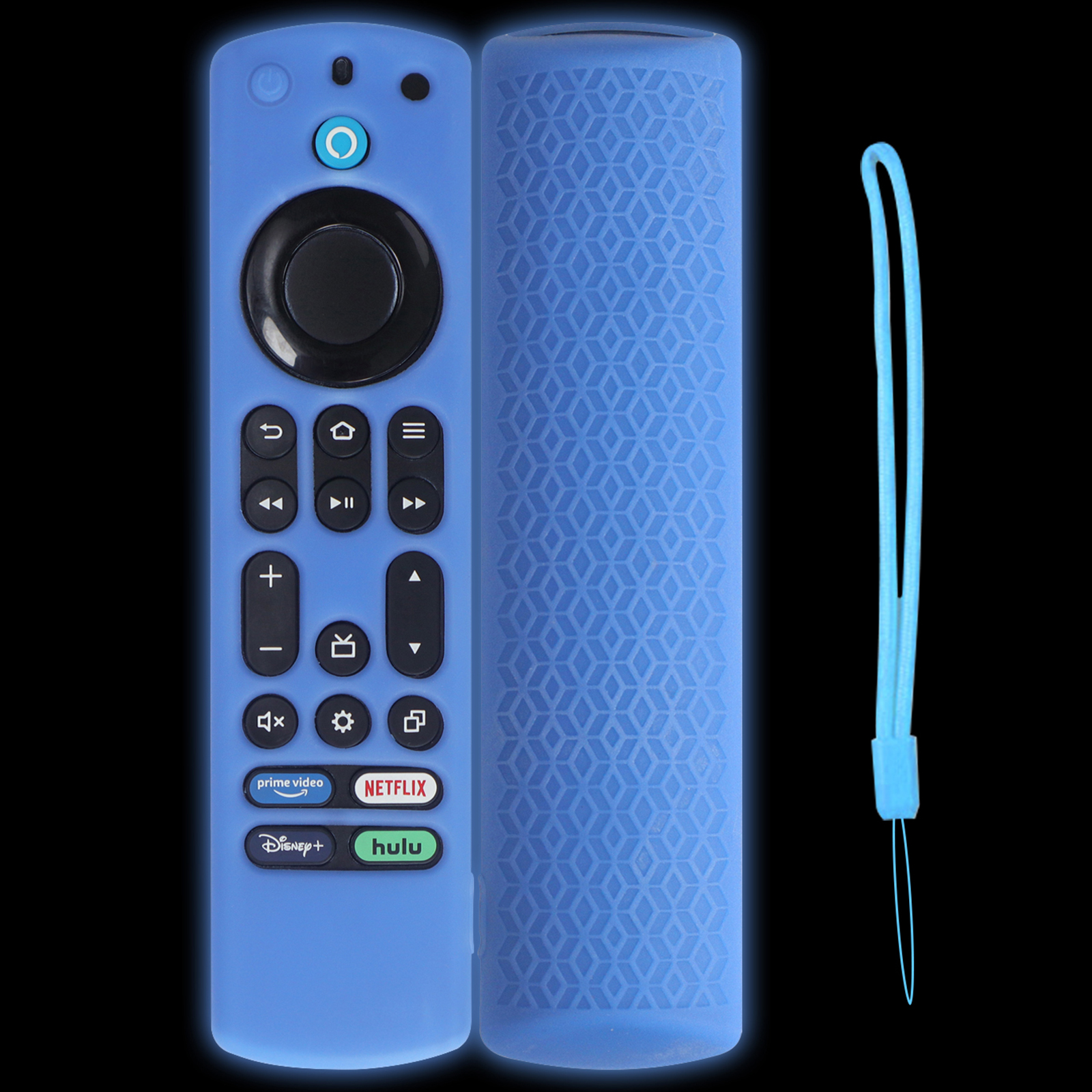 For Amazon Fire TV Stick 4K Max Remote Control Case Silicone Dustproof Protective Cover with Strap - Luminous Blue