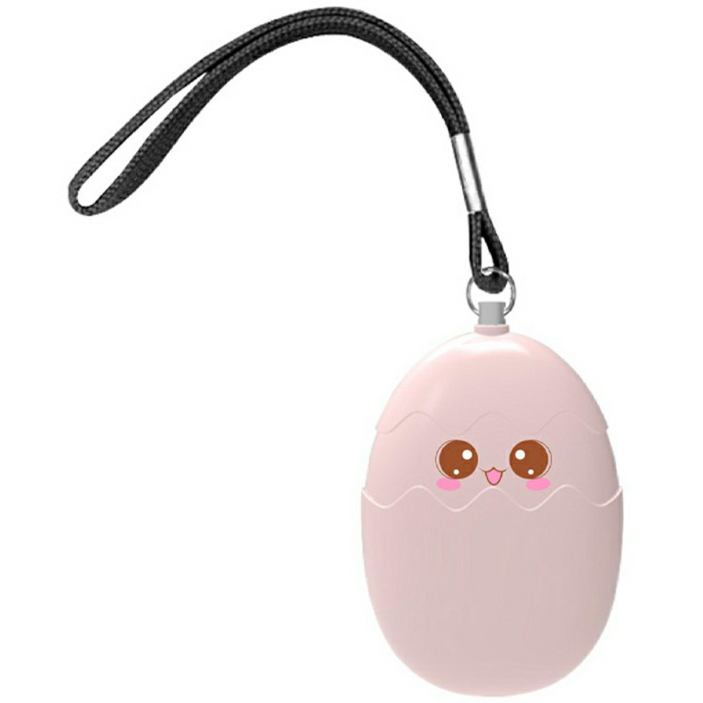 PA400 Cartoon Personal Alarm 130dB Self Defense Emergency Siren LED Strobe Light Egg Shaped Safety Device - Pink