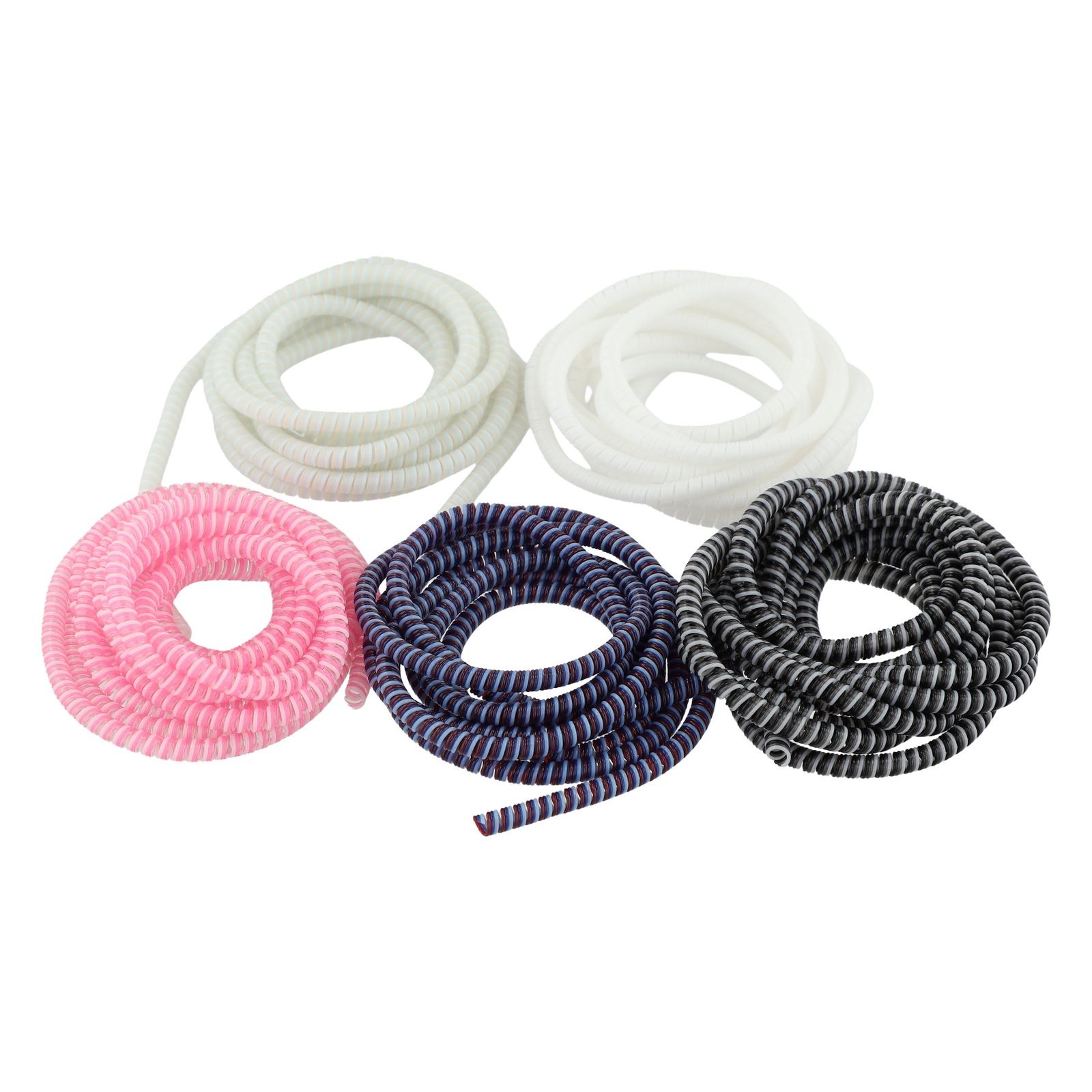 5PCS 2.8m Spiral Data Cable Protector TPU Spring Wrap Cord Saver Protective Sleeve - Beige / White / Dark Blue / Pink / Black