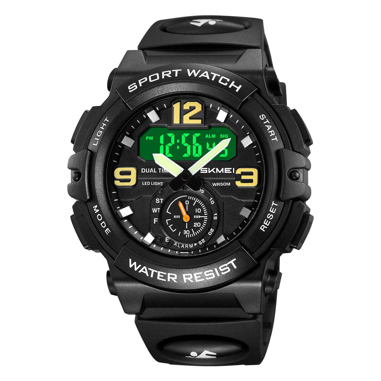 SKMEI 2341 Digital Sports Watch Camouflage Design Waterproof Alarm Watch with LED Backlight - Black